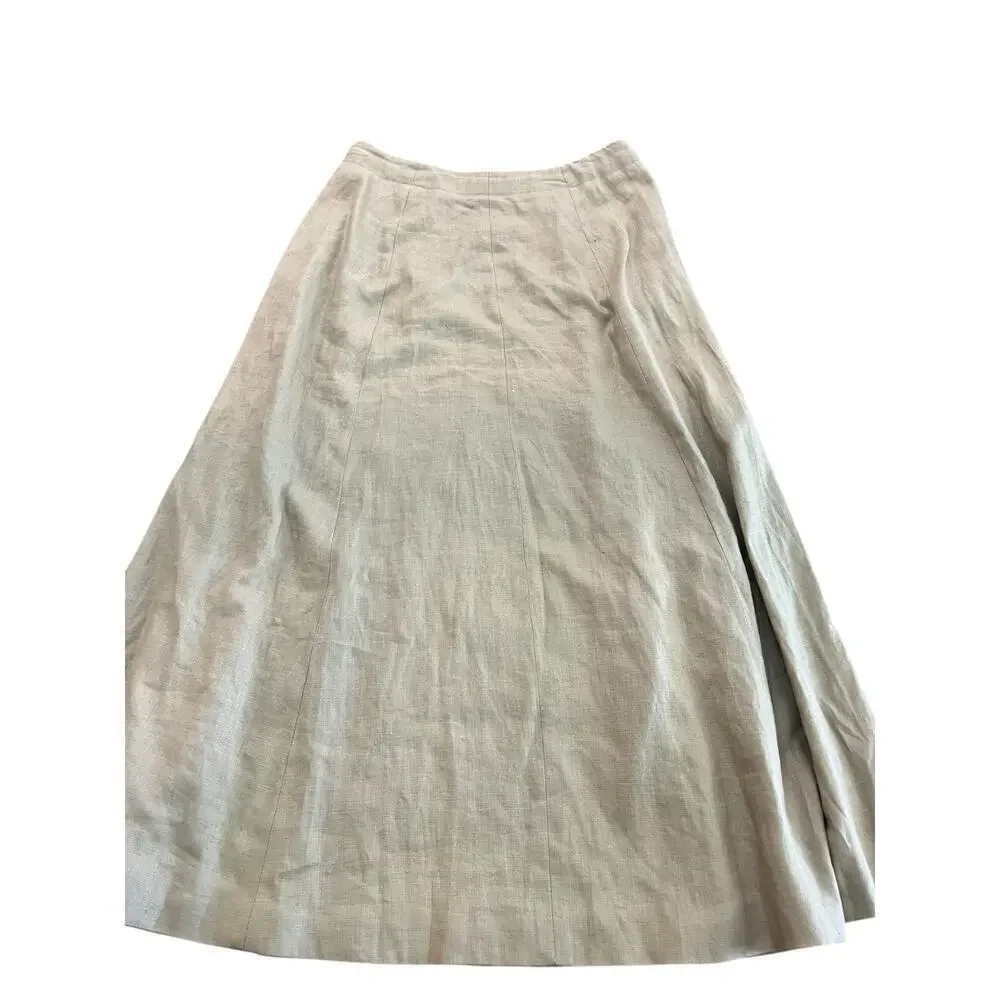 Classiques For Nordstrom Women's Cream A-Line Midi Skirt Size 14
